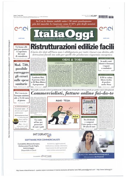 Italia oggi : quotidiano di economia finanza e politica